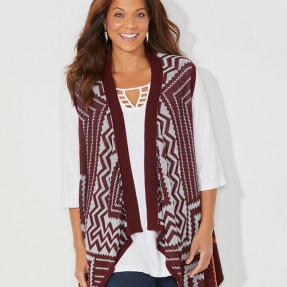 Catherines Plus Sized Fair Isle Cascade Sweater Vest 5x - Picture 1 of 7